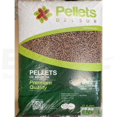 100% andalucian EN Plus A1 certified wood pellets in 15 Kg bags
