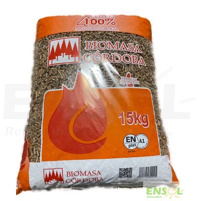 Pellet Biomasa Cordoba Andaluz 100% Pino (saco 15 kgs)